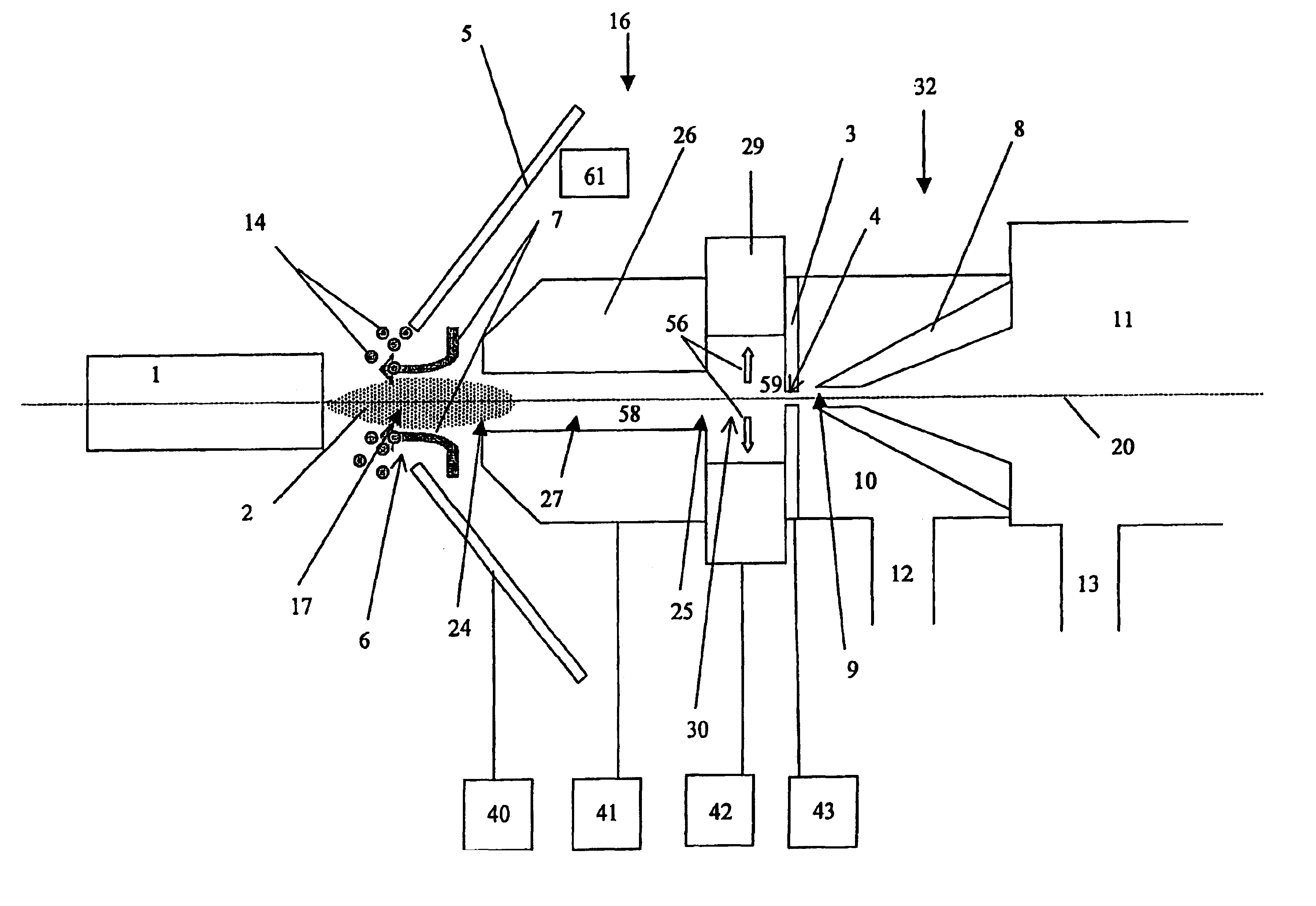 Atmospheric pressure charged particle discriminator for mass spectrometry