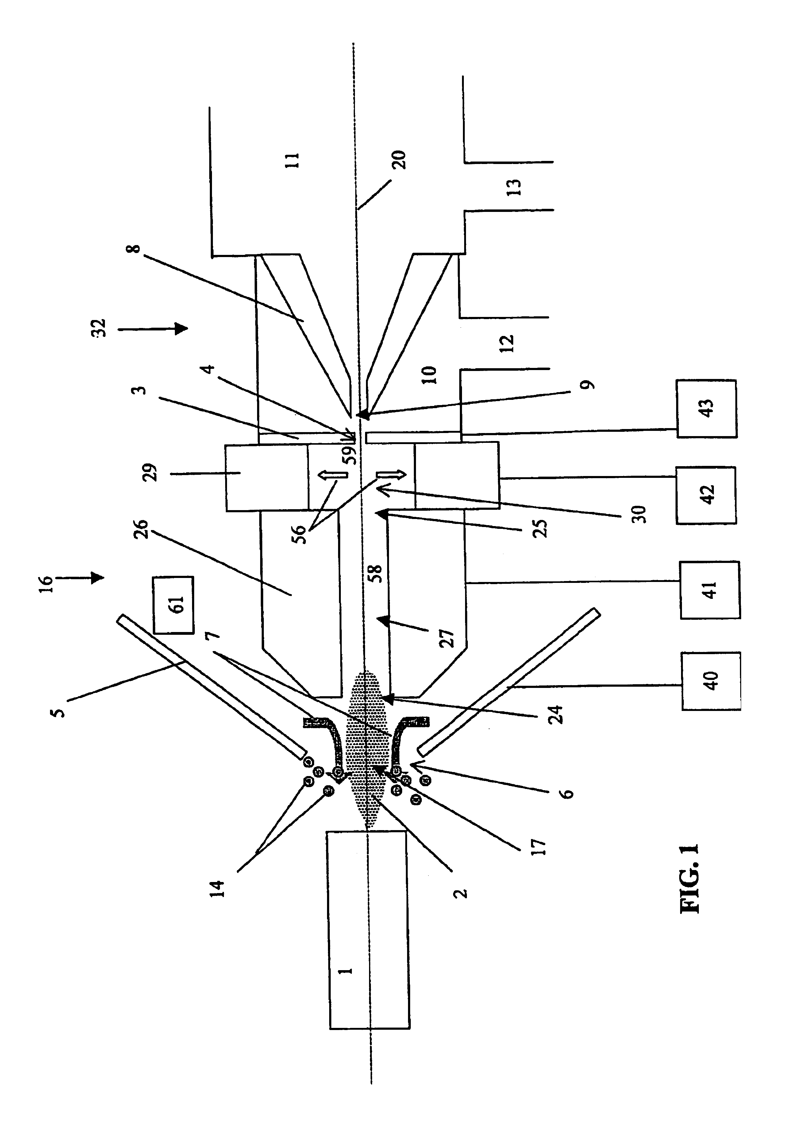 Atmospheric pressure charged particle discriminator for mass spectrometry