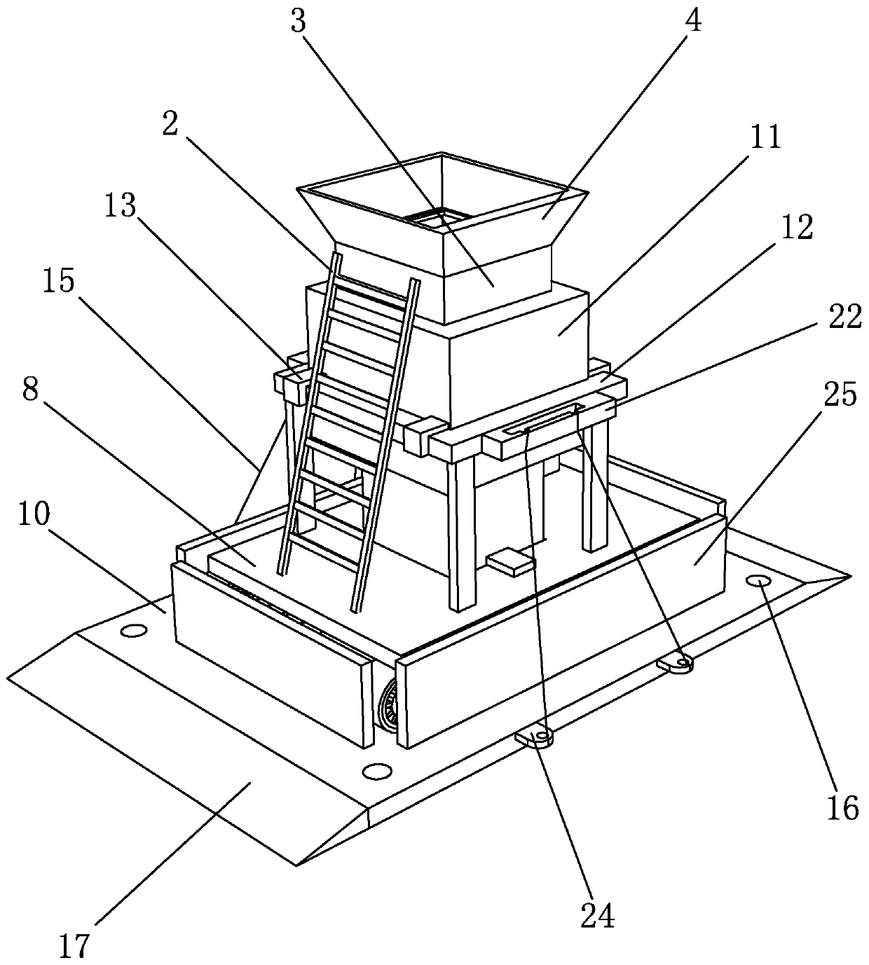 An anti-shifting crushed stone backfill device and construction method