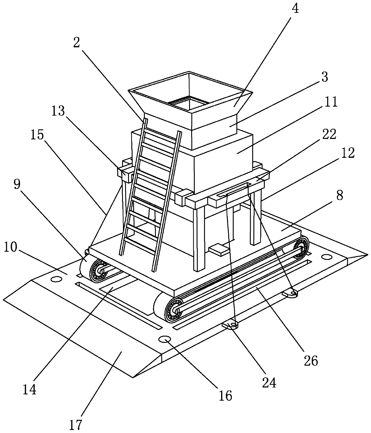 An anti-shifting crushed stone backfill device and construction method