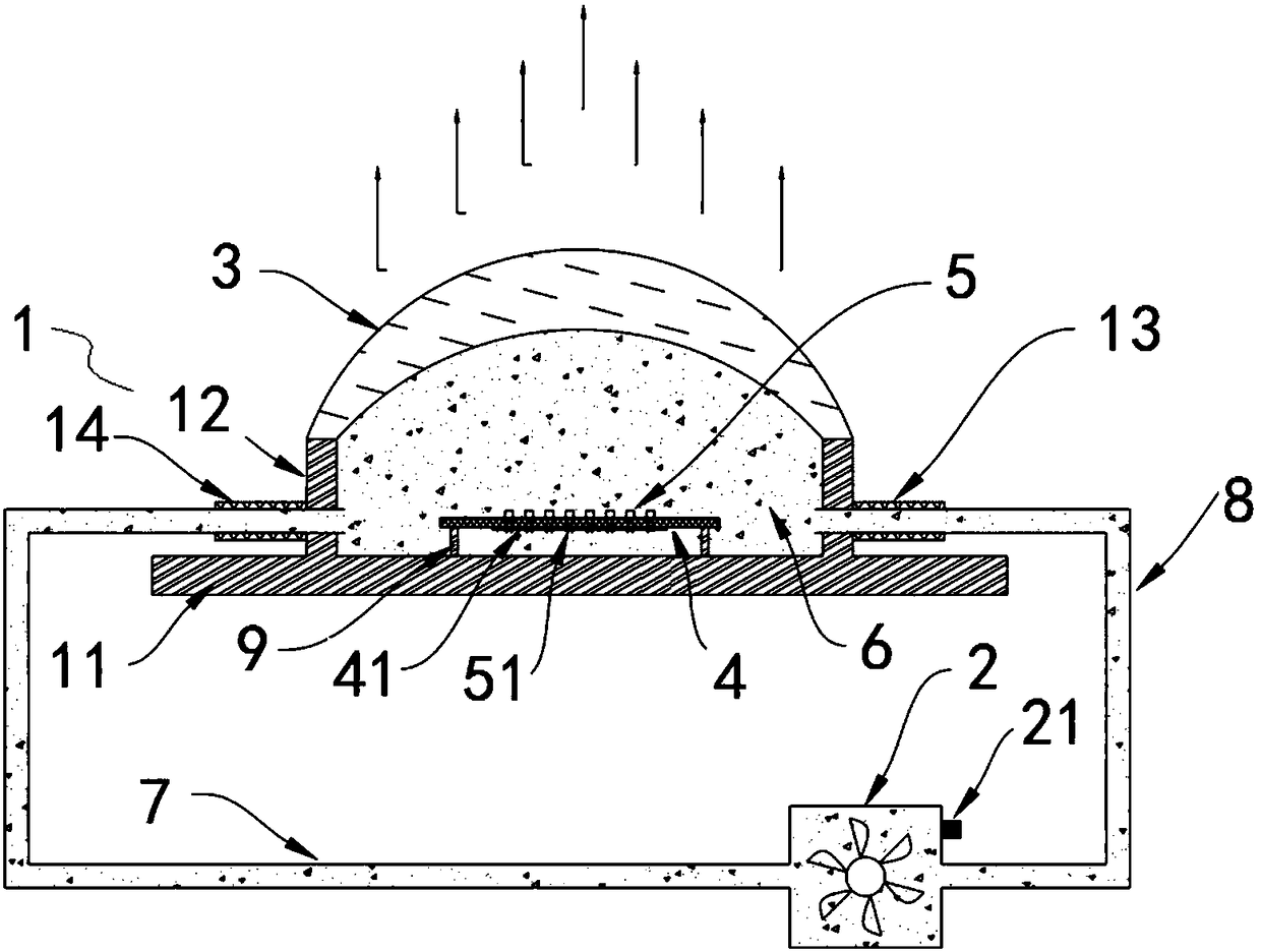 Fluorescent liquid laser light-emitting device and manufacturing method thereof