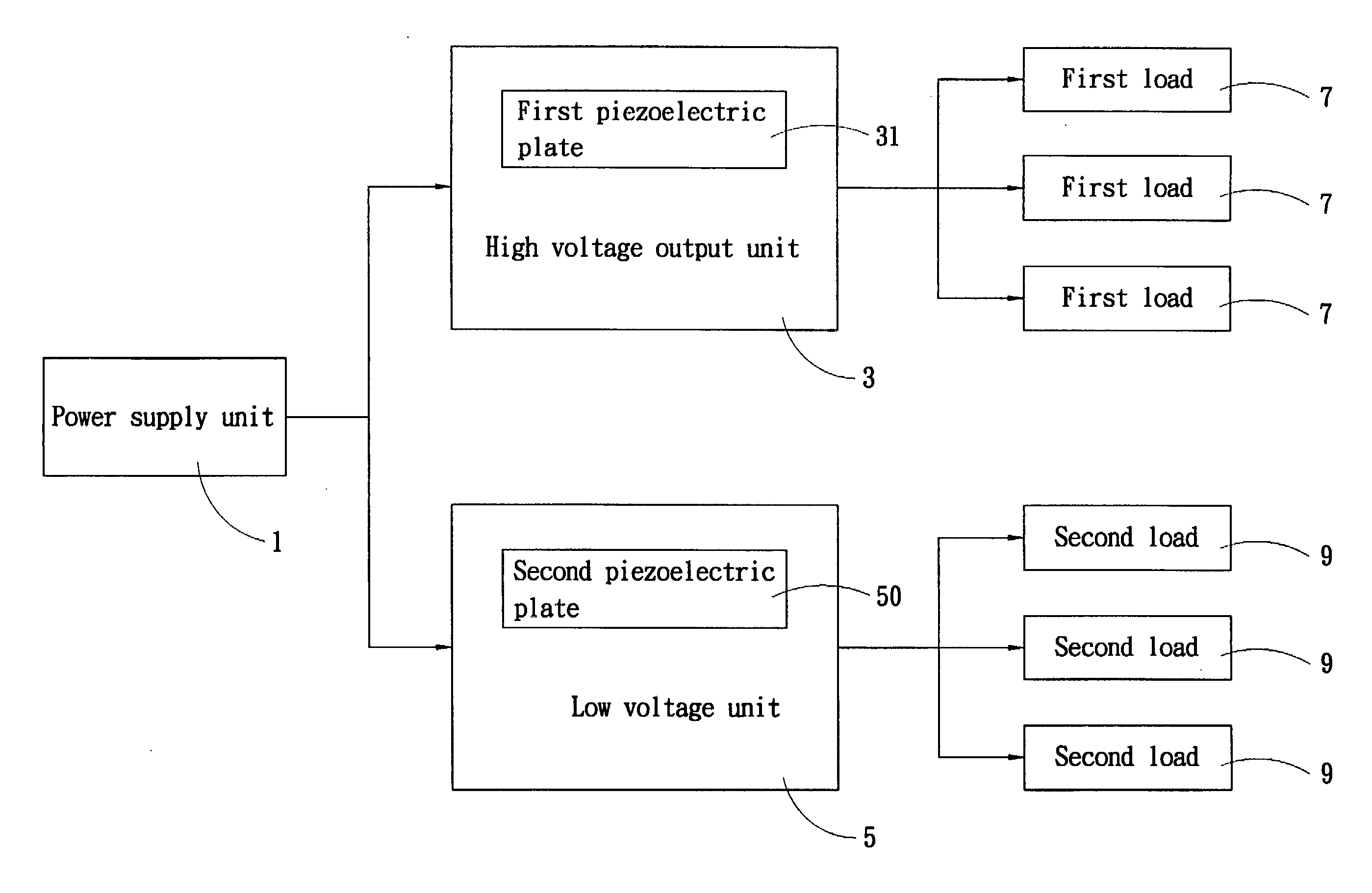 Piezoelectric power supply