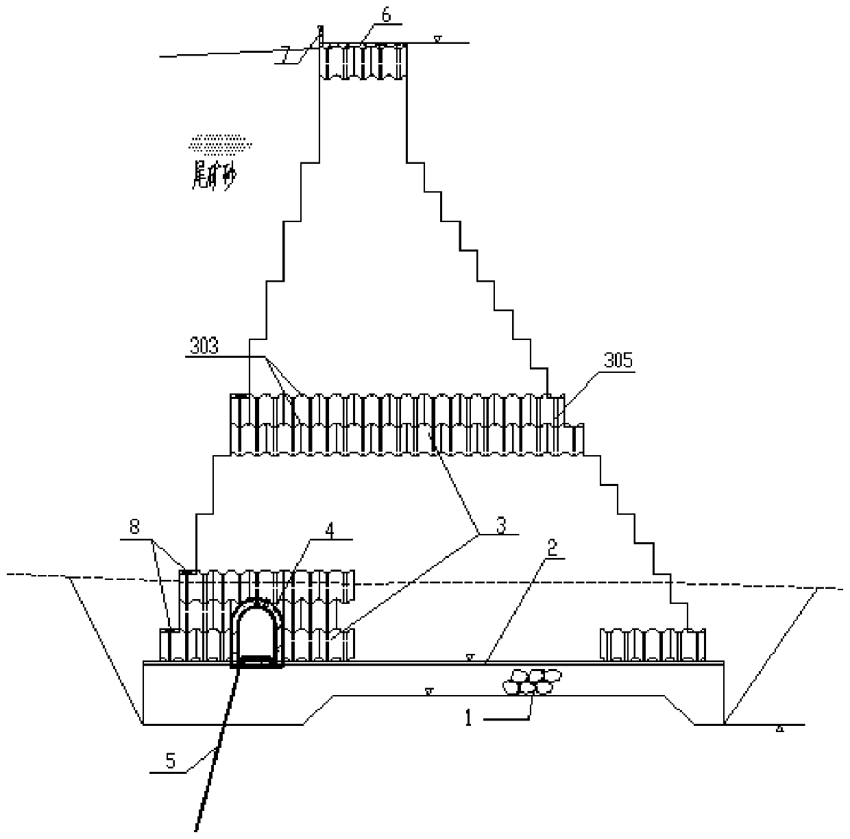 Assembly type tailing dam and construction method thereof