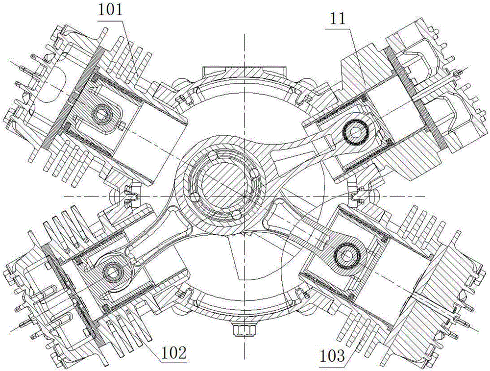 Air compression device of electrical oil-free main air compressor