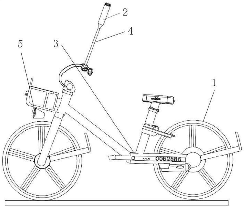 A shared bicycle with an air umbrella and a hose used for the bicycle