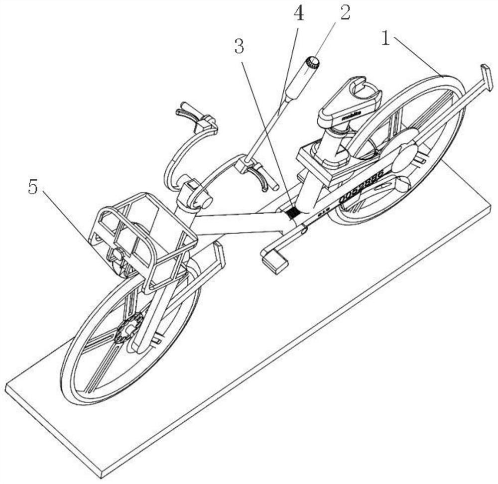 A shared bicycle with an air umbrella and a hose used for the bicycle