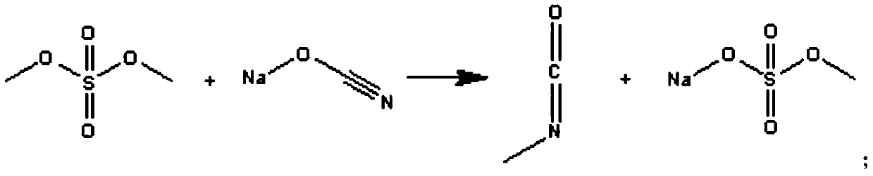 Device for producing methyl isocyanate from dimethyl sulfate and continuous process