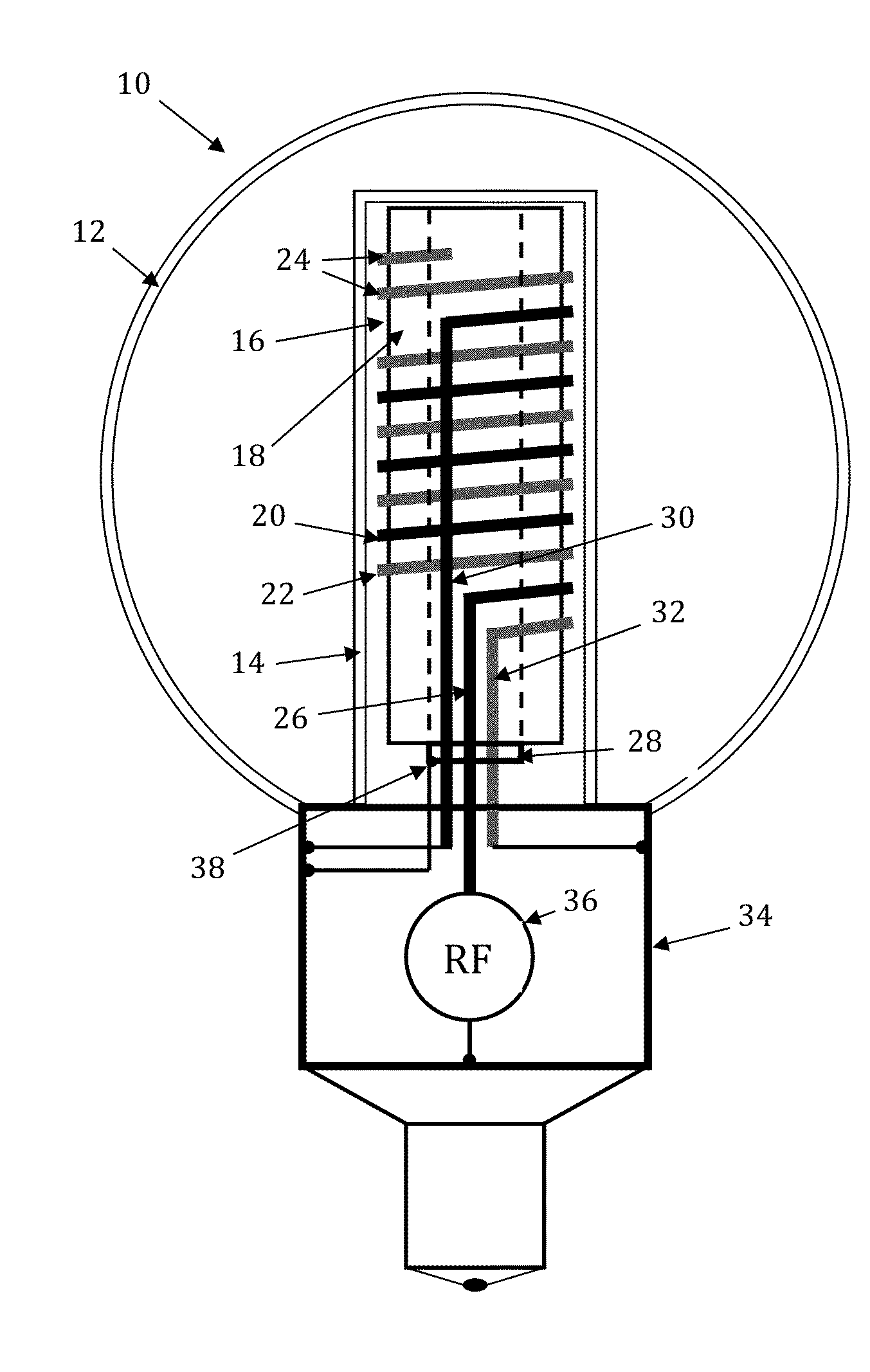 RF induction lamp with reduced electromagnetic interference