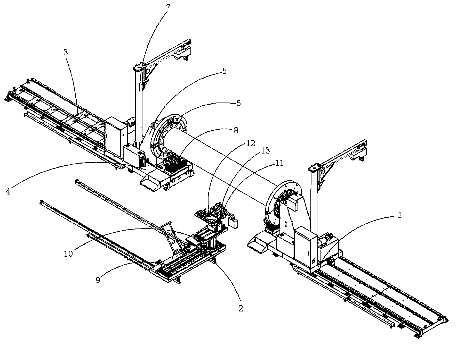 Magnetic positioning assembly spot-welder for multifunctional and automatic marine main pipe attachment