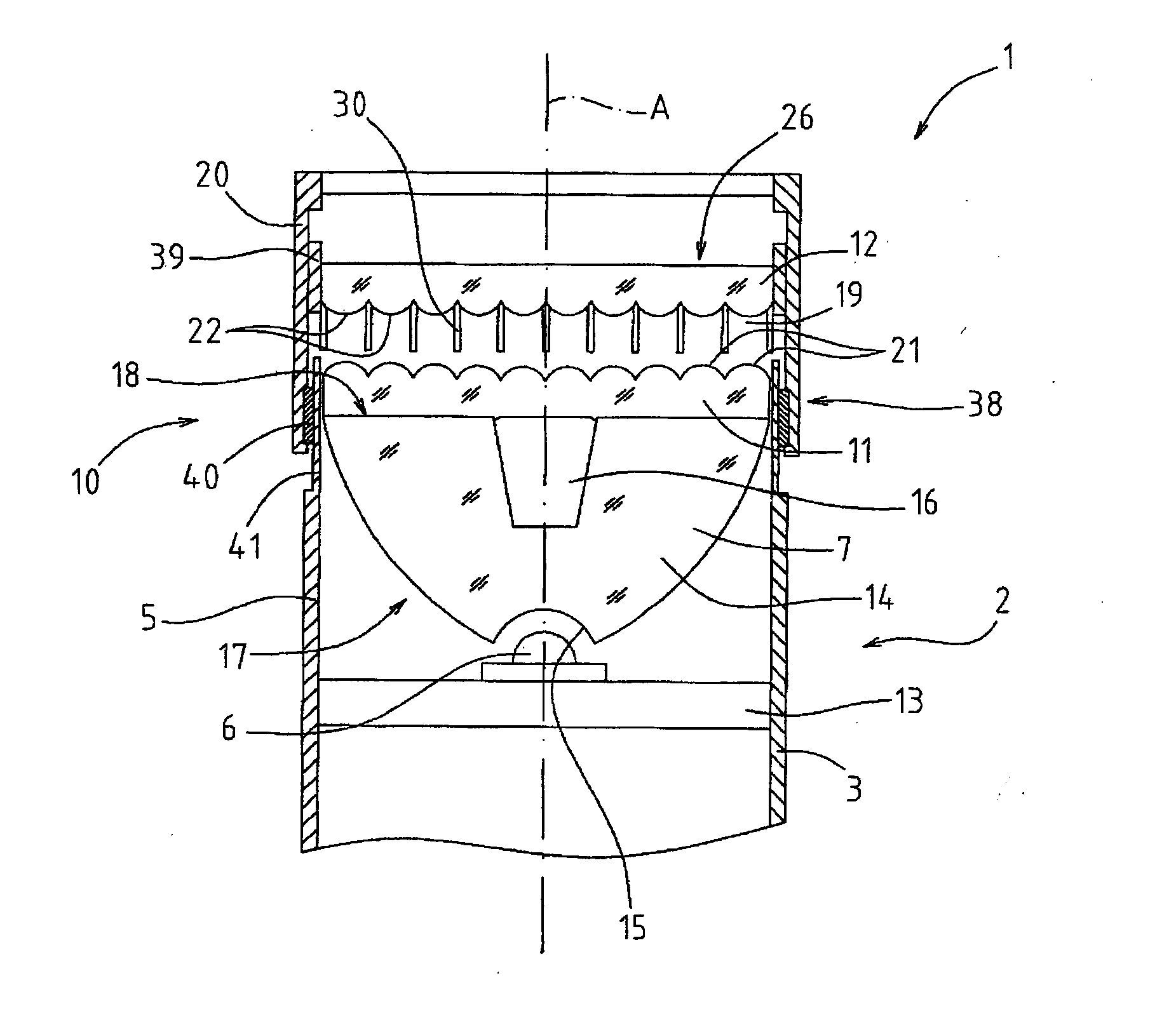 Lighting device with adjustable light beam, particularly for a flashlight