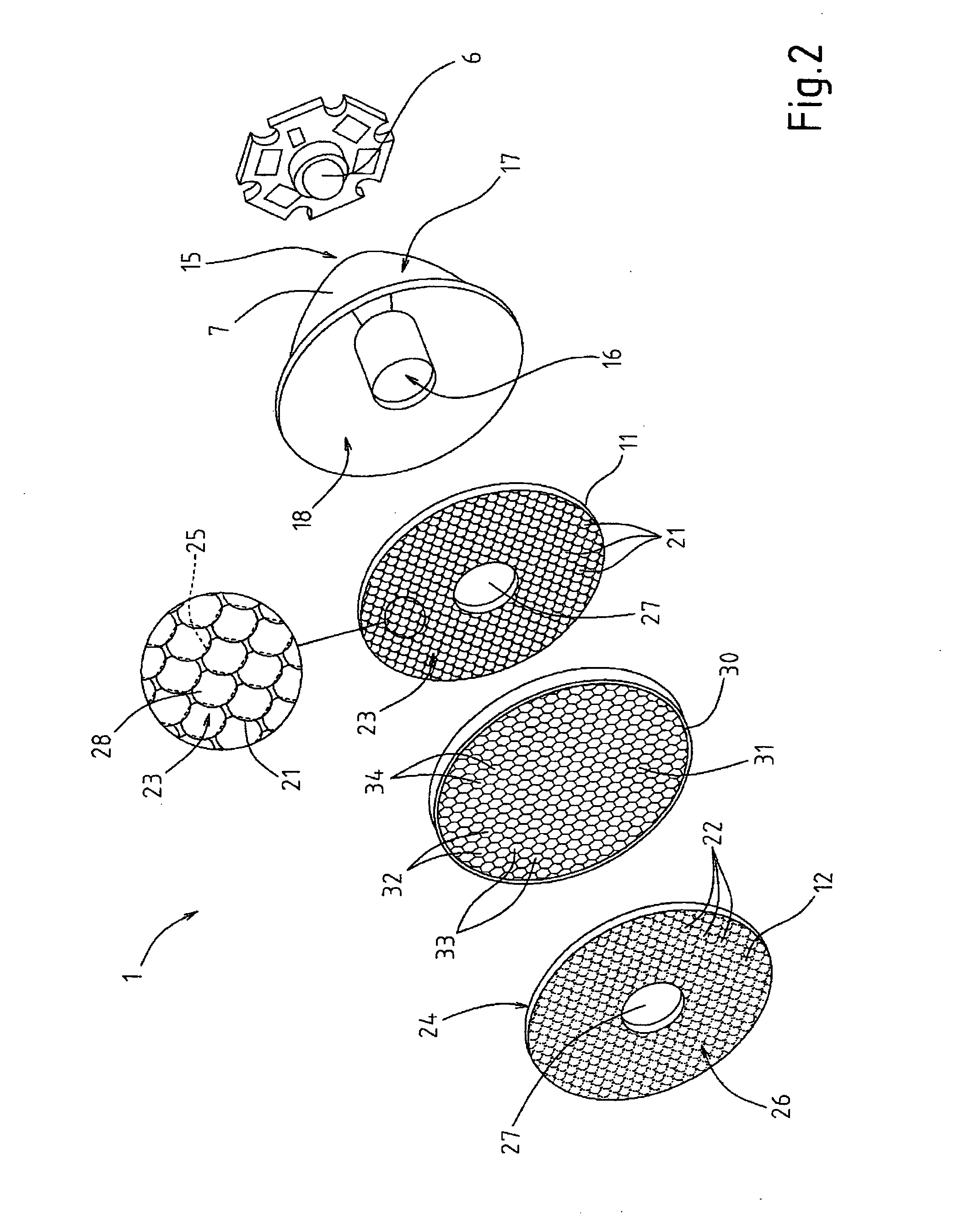 Lighting device with adjustable light beam, particularly for a flashlight