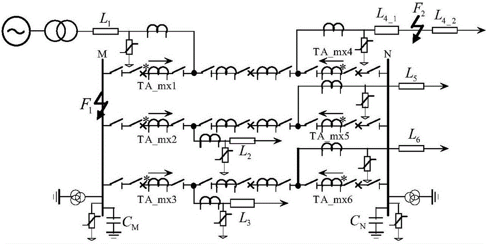 Transient-state quantity polarity comparison type bus protection method on basis of sequence overlapping and differential transformation