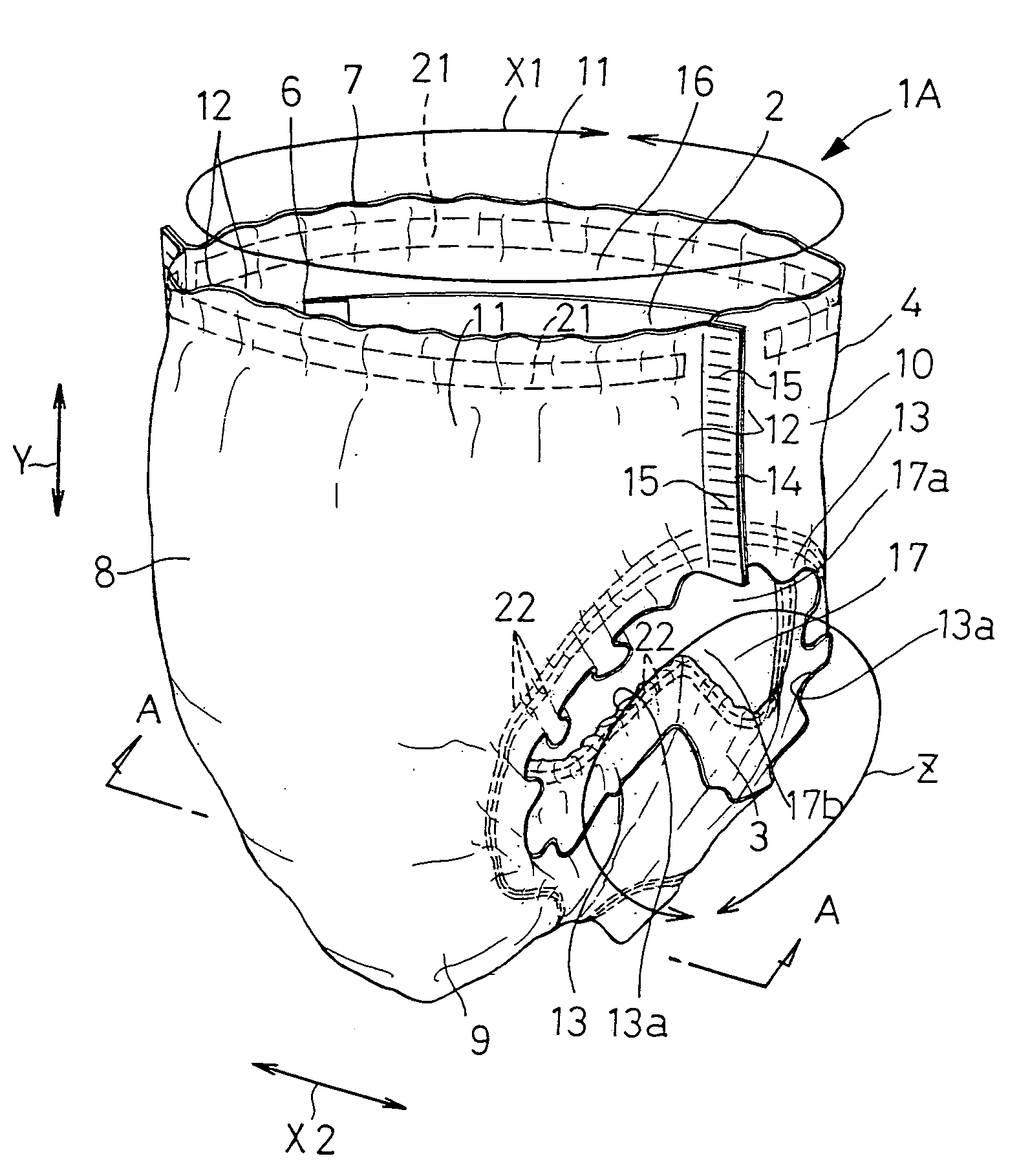 Pants-type disposable wearing article