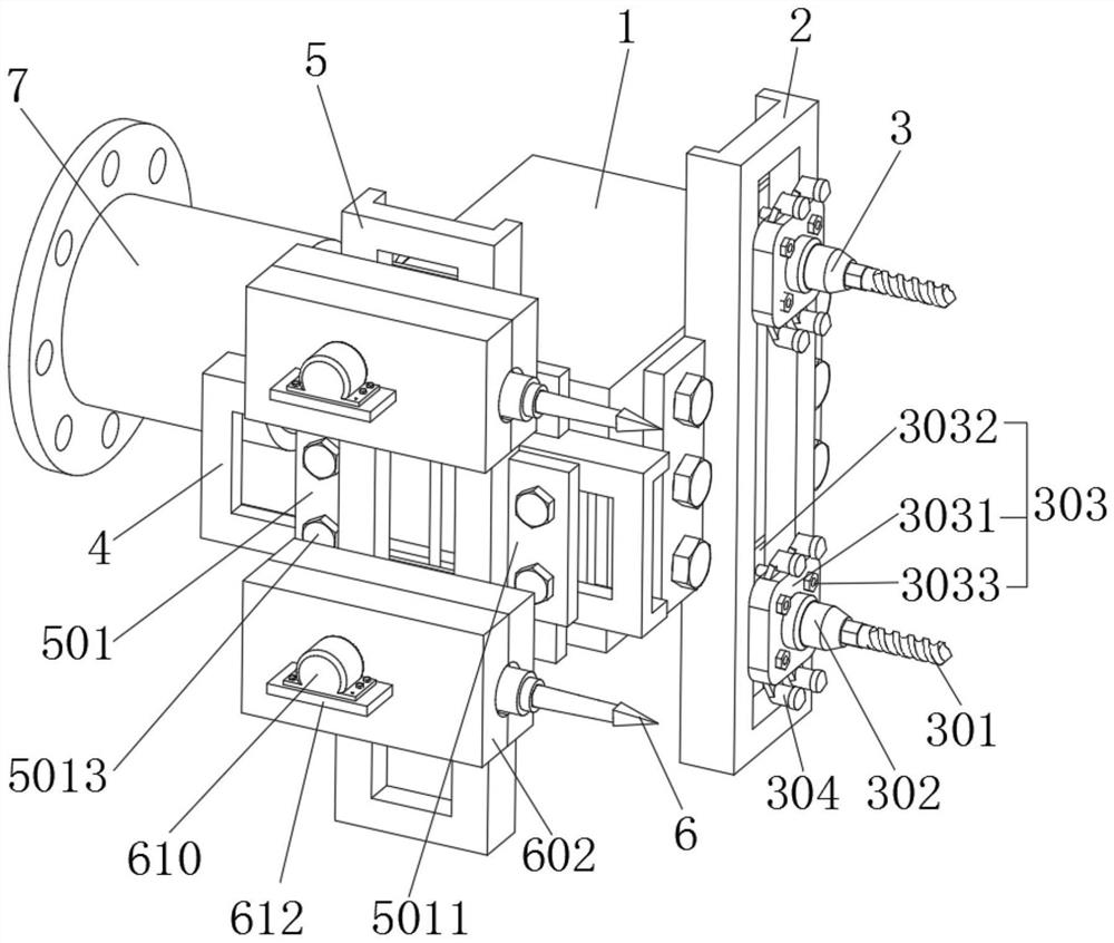 Drilling and punching combined type rock breaking device for roadway tunneling