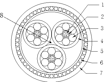 High-strength low-tension cable combined by optical fibers