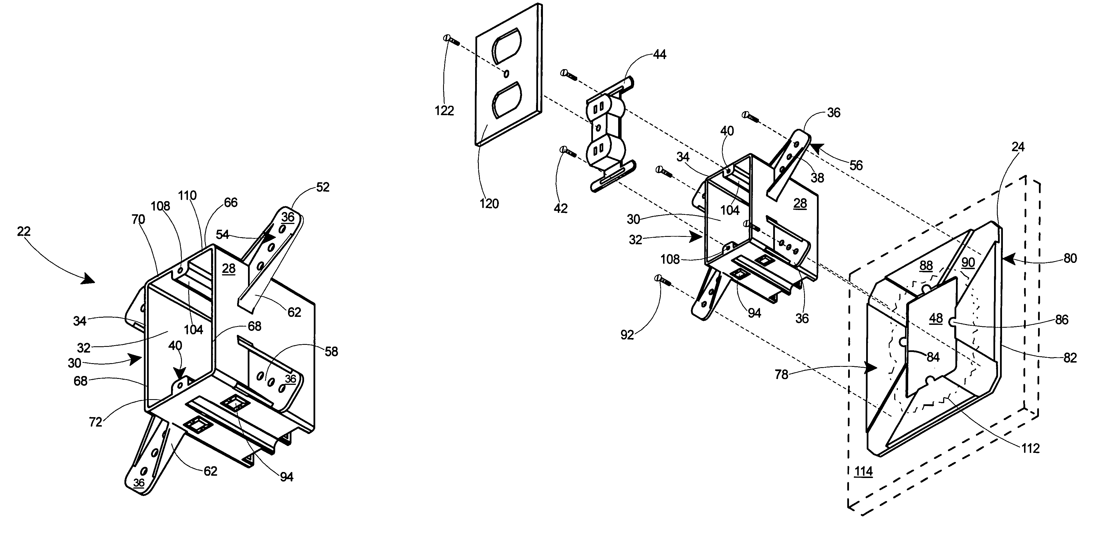 Outlet box assembly