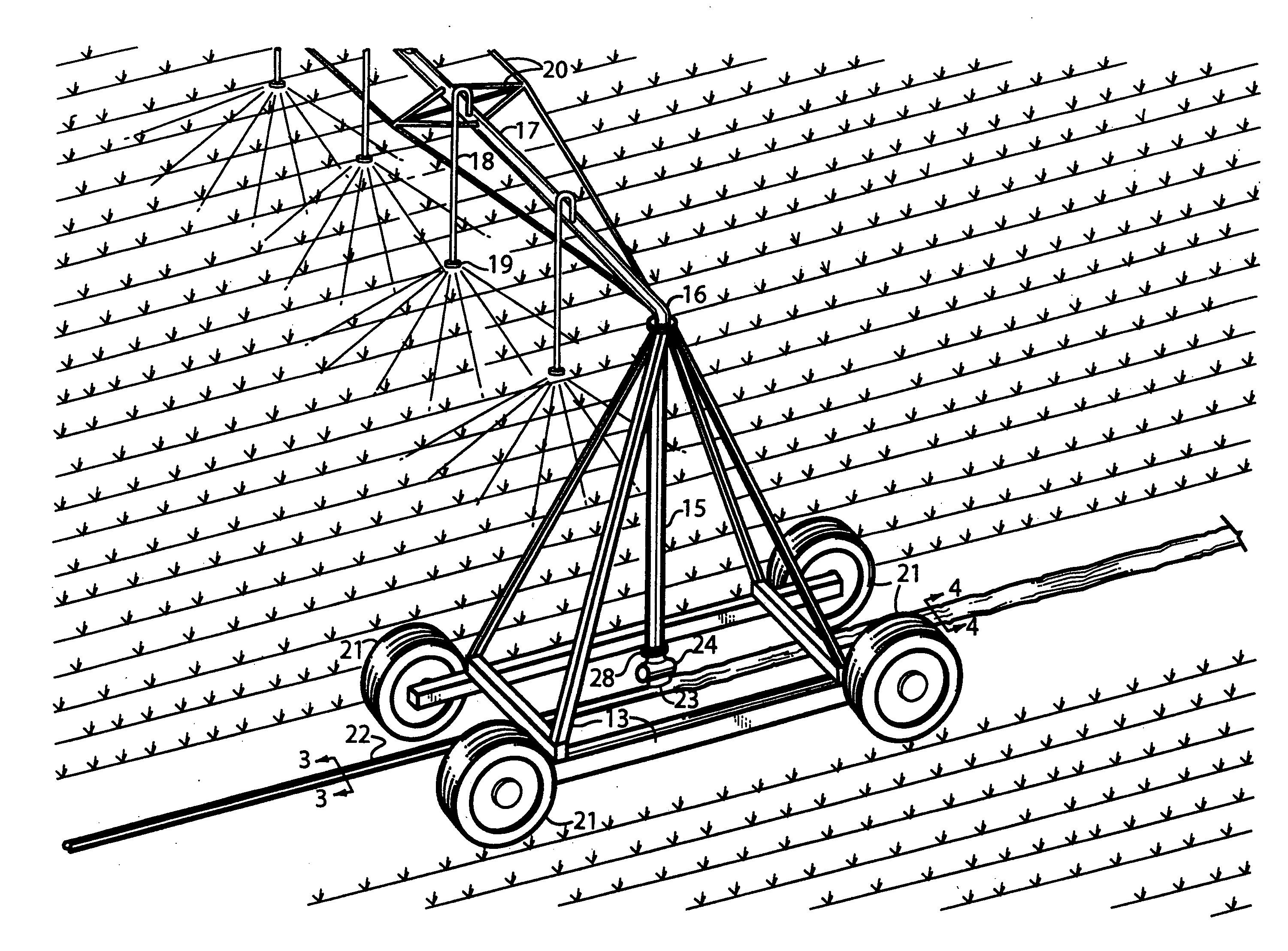 Water supply system for a linearly moving sprinkler irrigation system