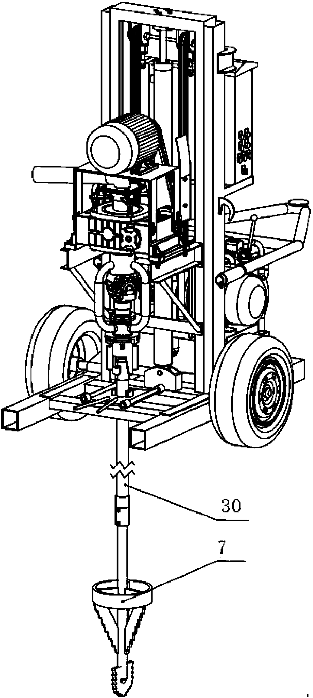 A light and portable hydraulic electric drilling machine and drilling method