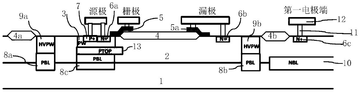 High-voltage isolation ring device of gate drive circuit