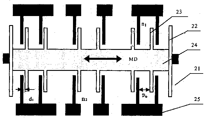 Comb-shaped stereo silicon processing micro mechanical structure with fixed tooth offset