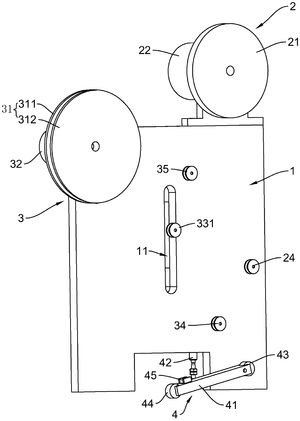 Narrow tape gluing device and full-automatic mirror cabinet edge gluing machine based on same