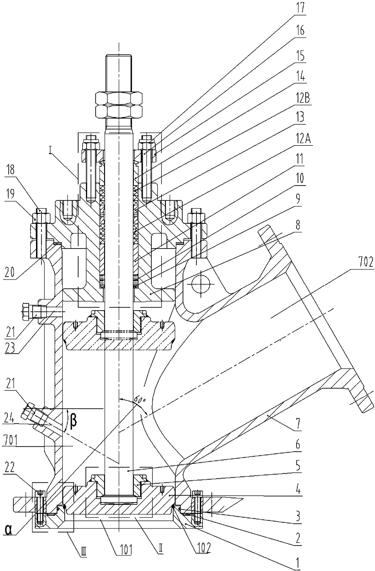 Split internal-expansion switch angle valve