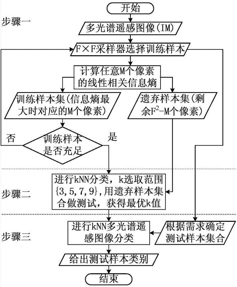 Multi-spectrum data supervised classification method based on relevant linear information entropy