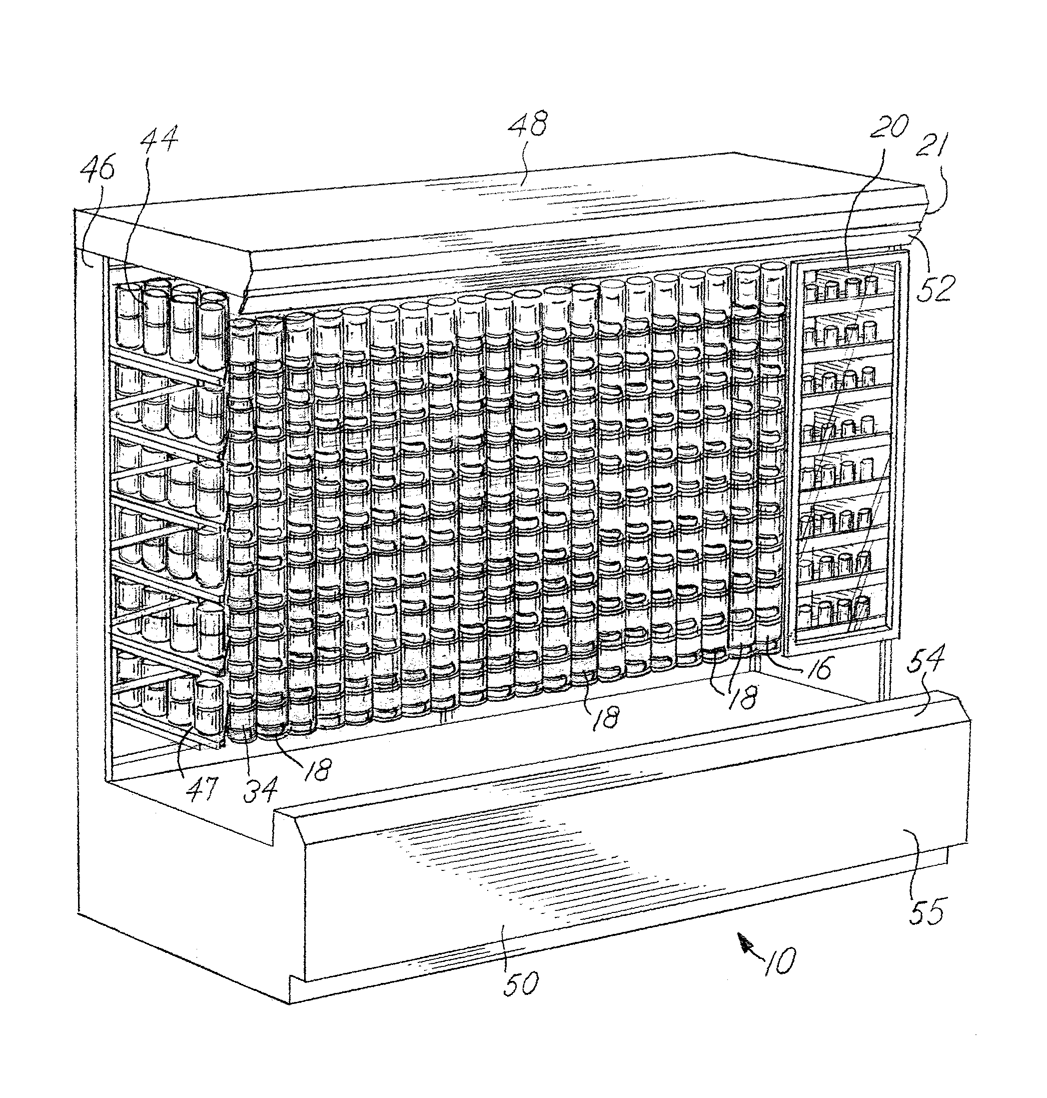 Merchandising system with flippable column and/or item stop