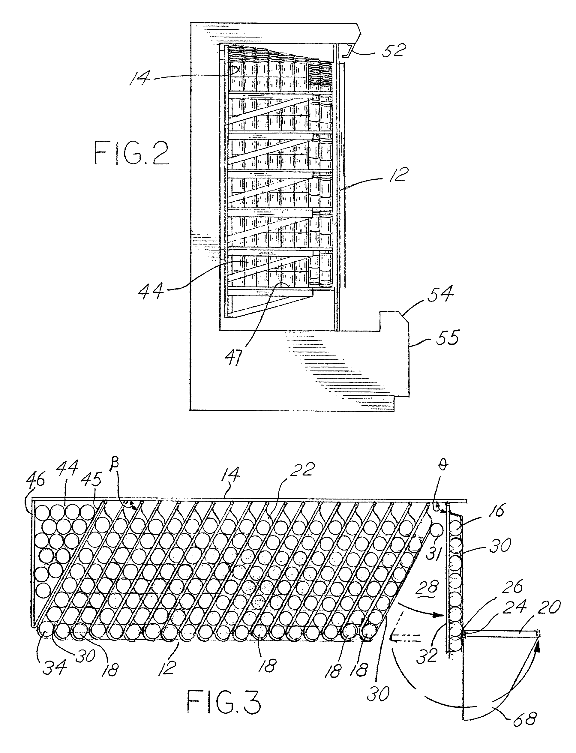 Merchandising system with flippable column and/or item stop