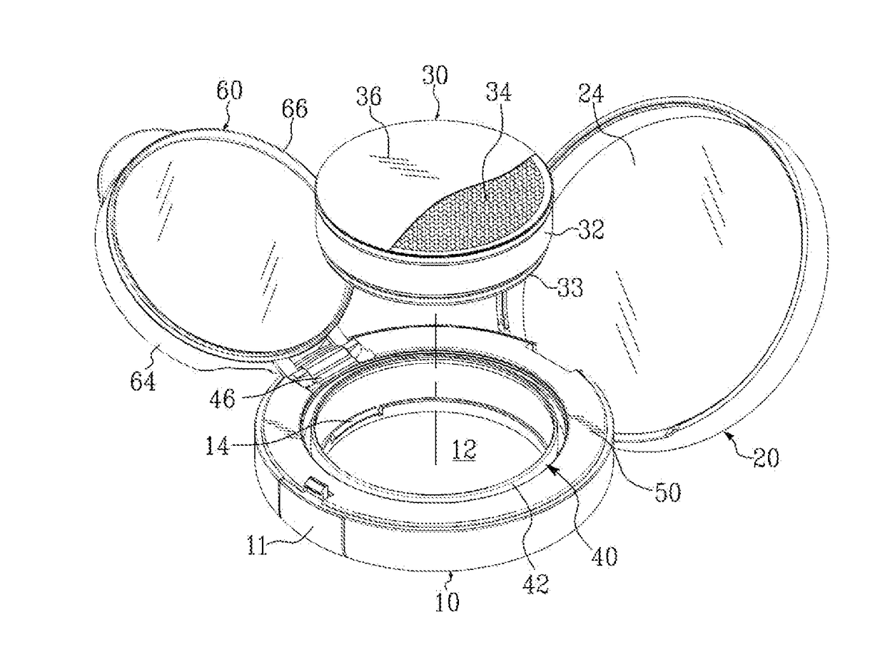 Compact case having airtight structure refillable with capsule cosmetic