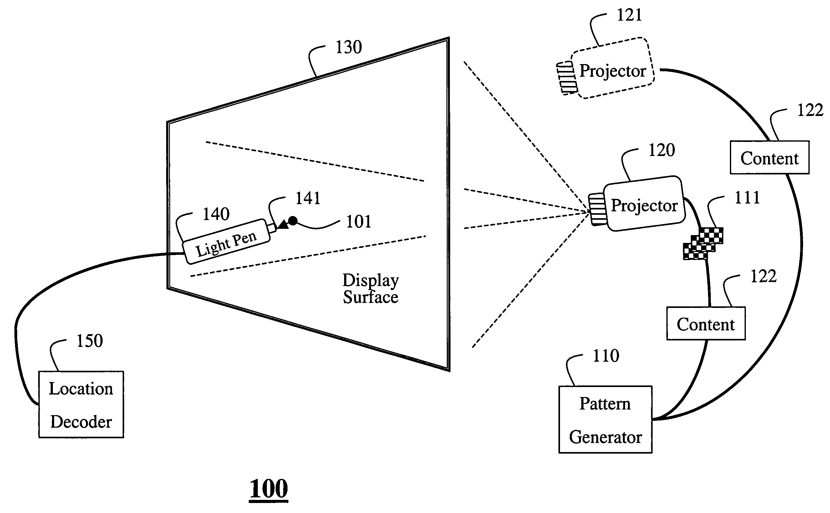 Light pen system for pixel-based displays