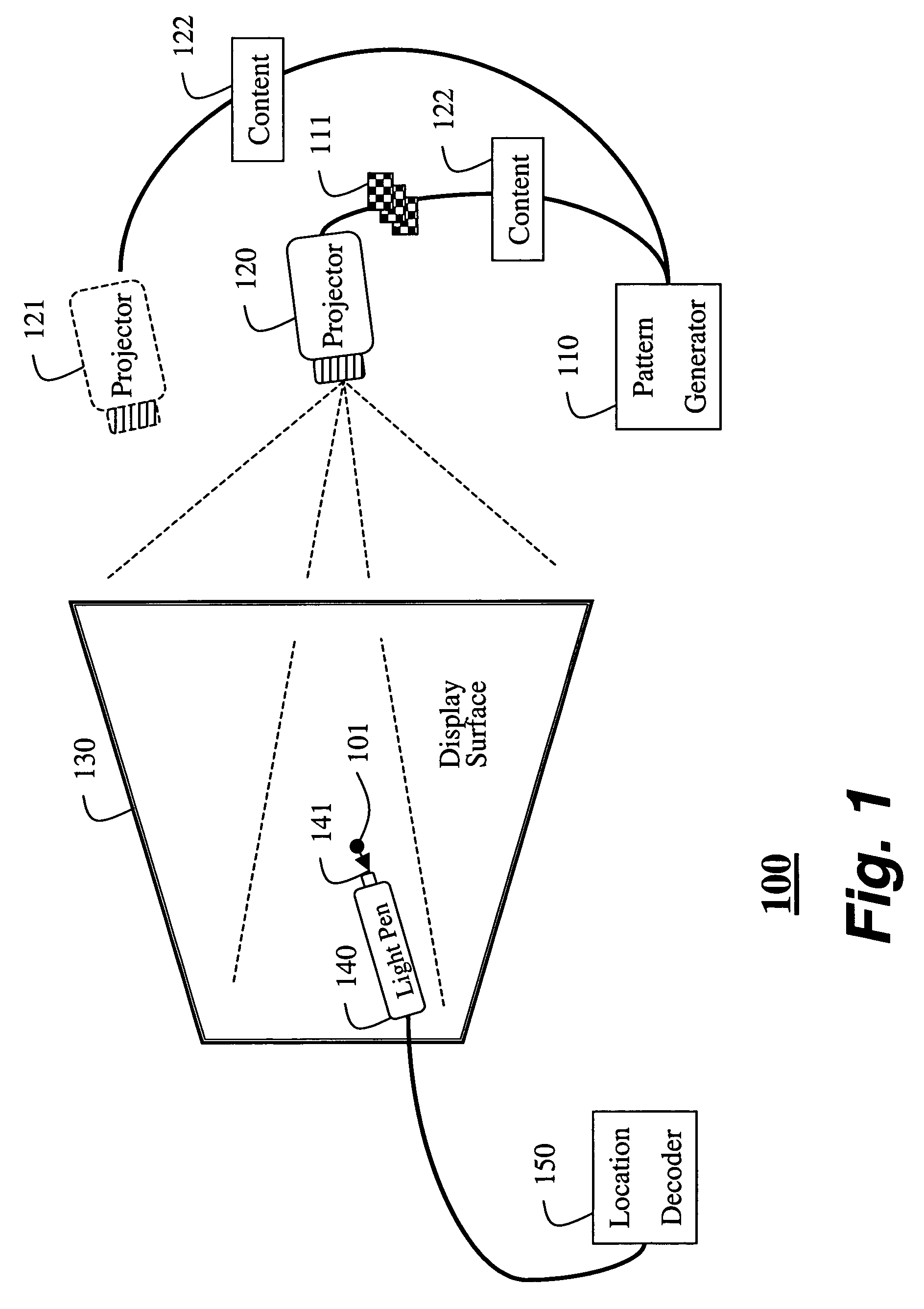 Light pen system for pixel-based displays