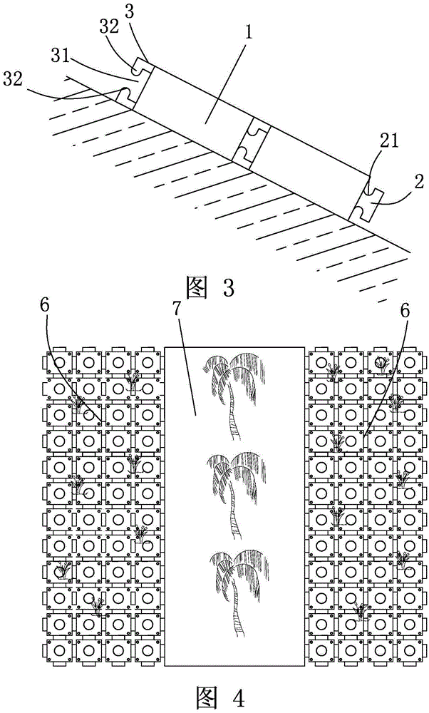 Construction method of connected slope protection brick slope protection