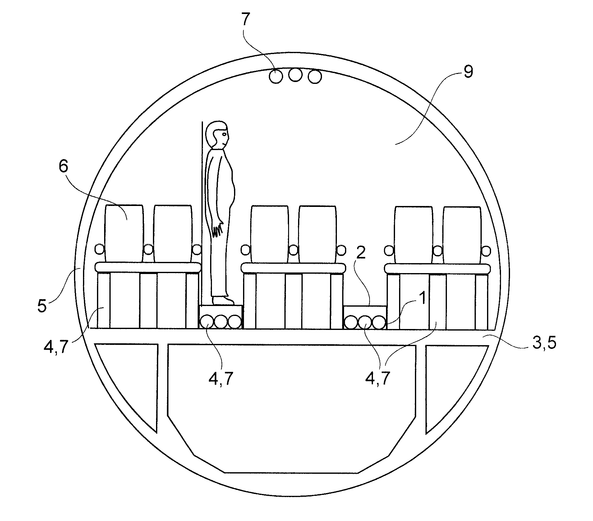 Under-floor system for an aircraft