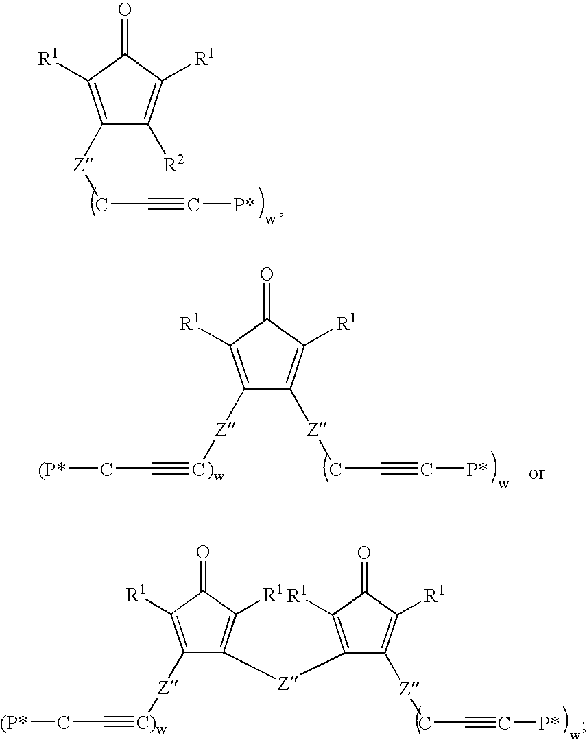 Multifunctional Monomers Containing Bound Poragens and Polyarylene Compositions Therefrom