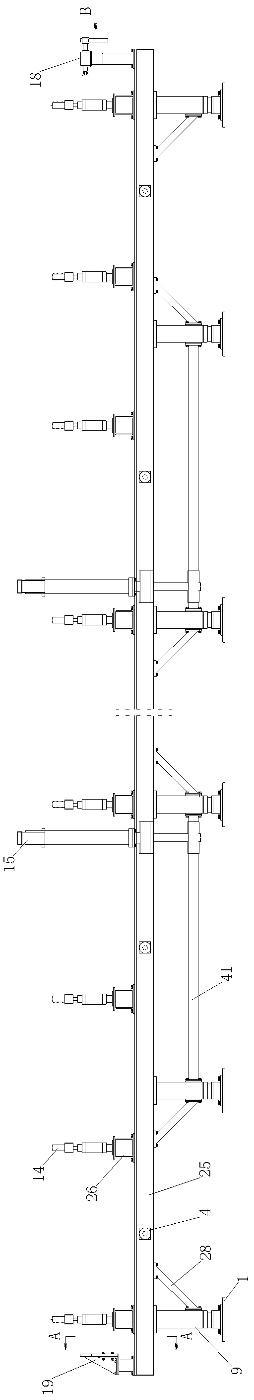 Automatic welding fixture of subway train obverse-reverse side roofs