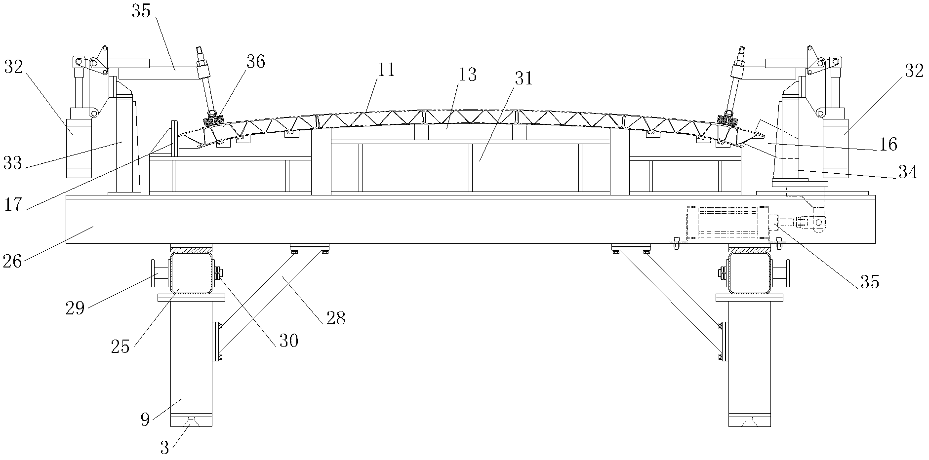 Automatic welding fixture of subway train obverse-reverse side roofs