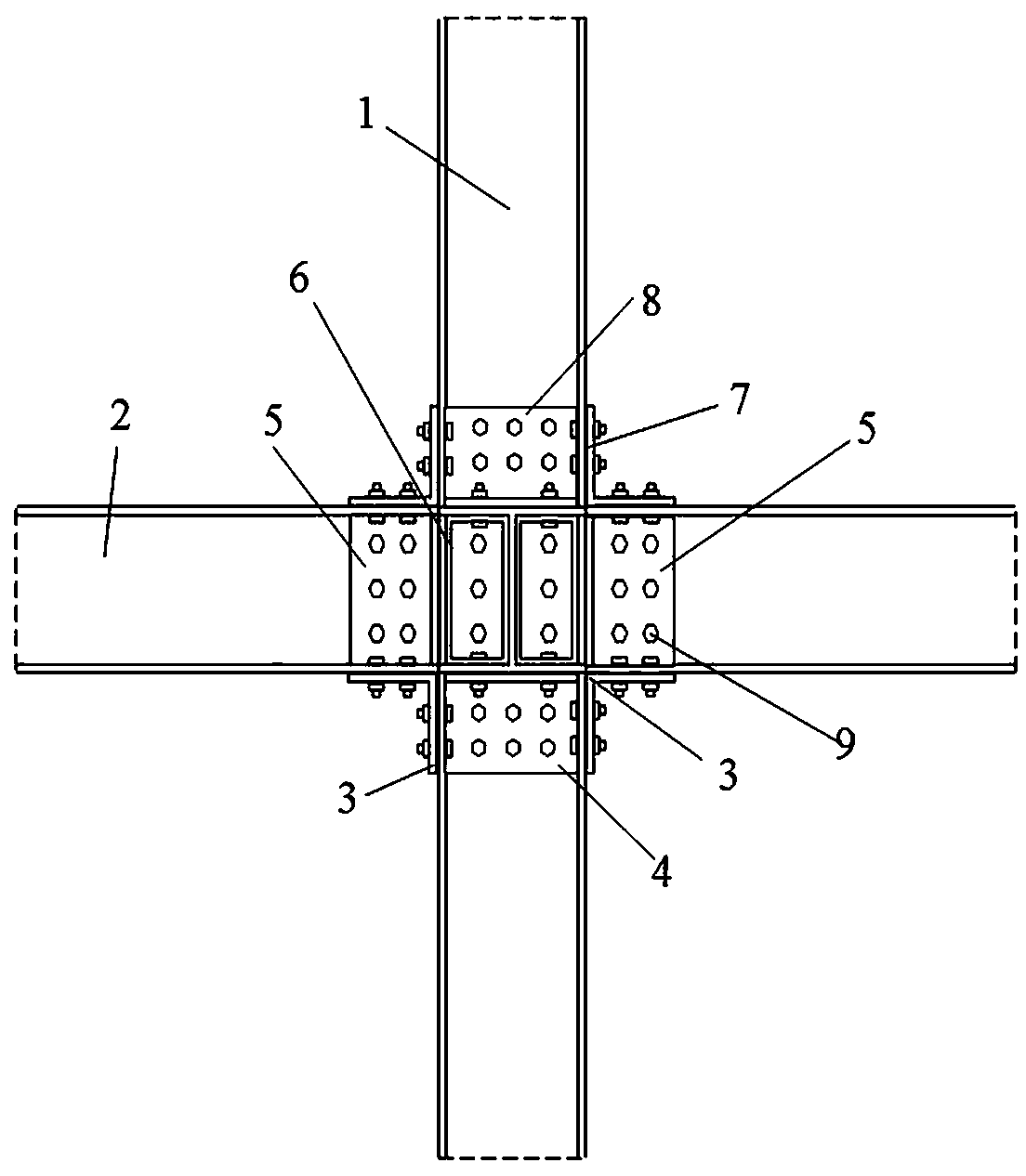 H-shaped steel bearing frame structure joint