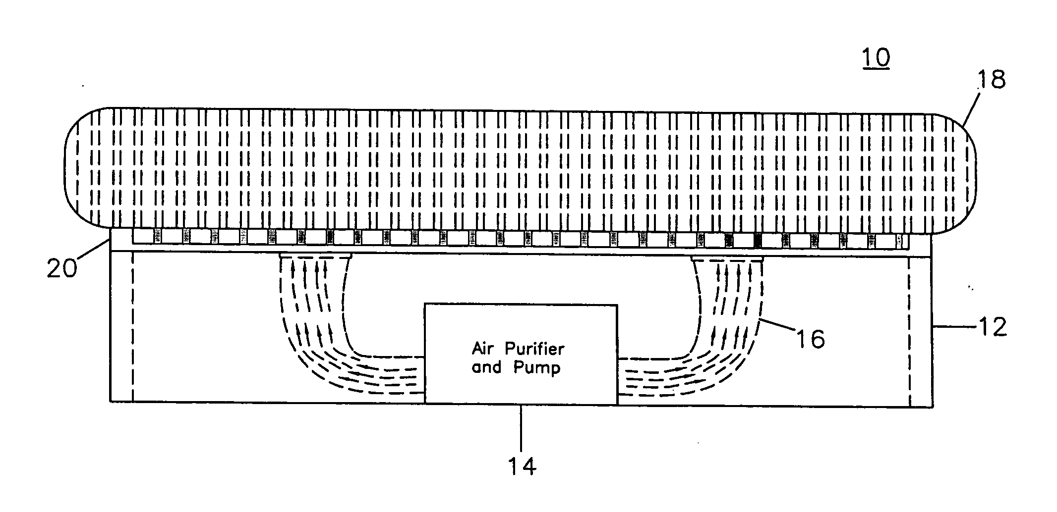 Sleep system with purified air and latex foam mattress