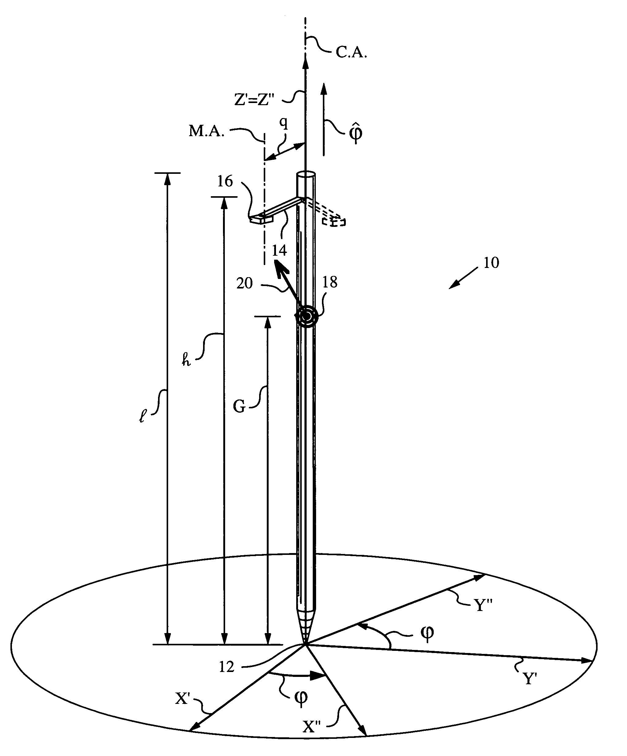 Method and apparatus for determining absolute position of a tip of an elongate object on a plane surface with invariant features