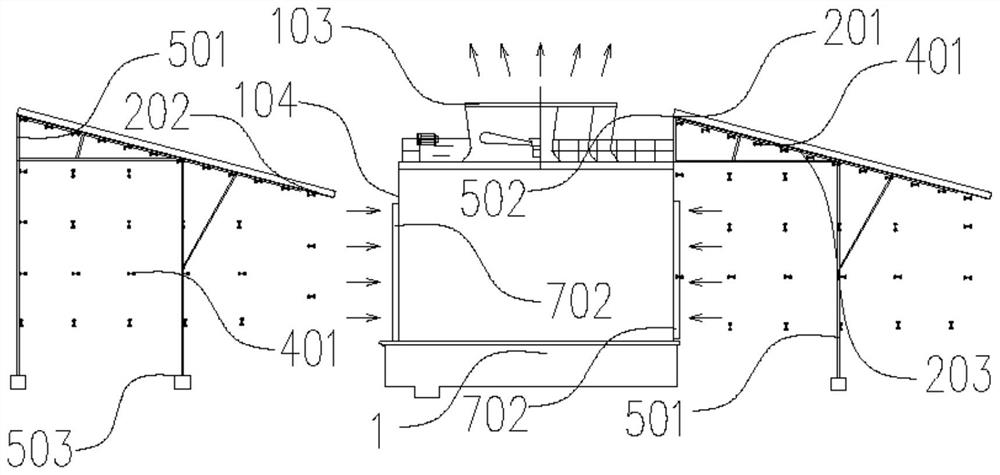 Photovoltaic power generation and mechanical draft cooling tower combined energy-saving and efficiency-improving method and device