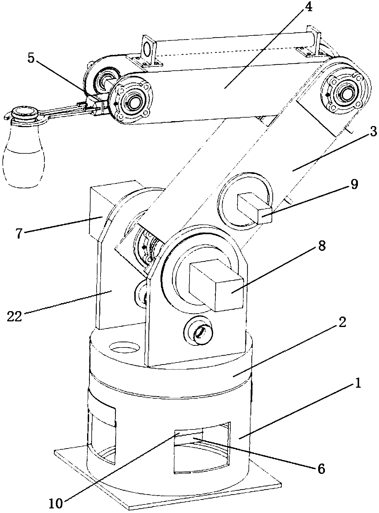 Four-axis mechanical hand device applicable to high-temperature and high-dust environment and application thereof