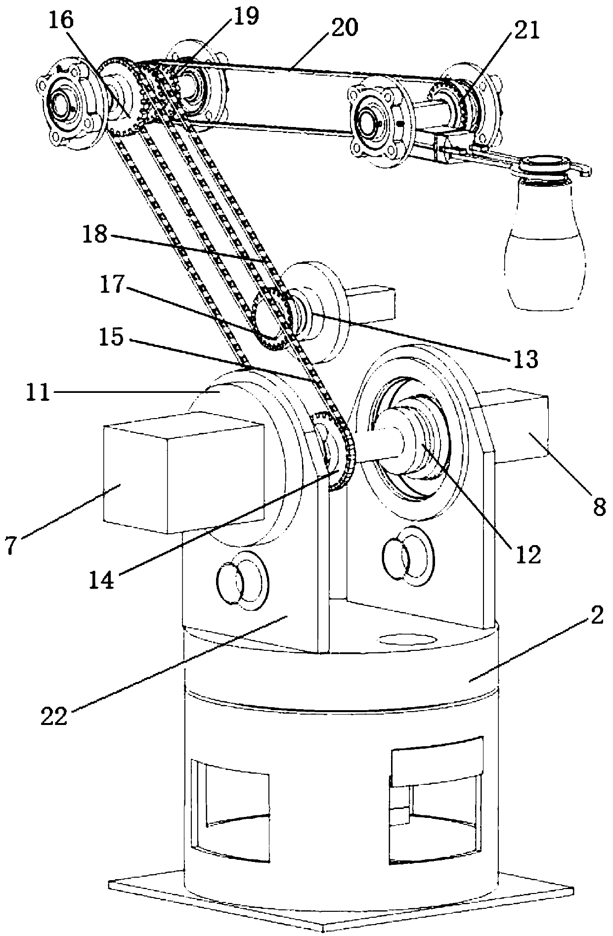 Four-axis mechanical hand device applicable to high-temperature and high-dust environment and application thereof