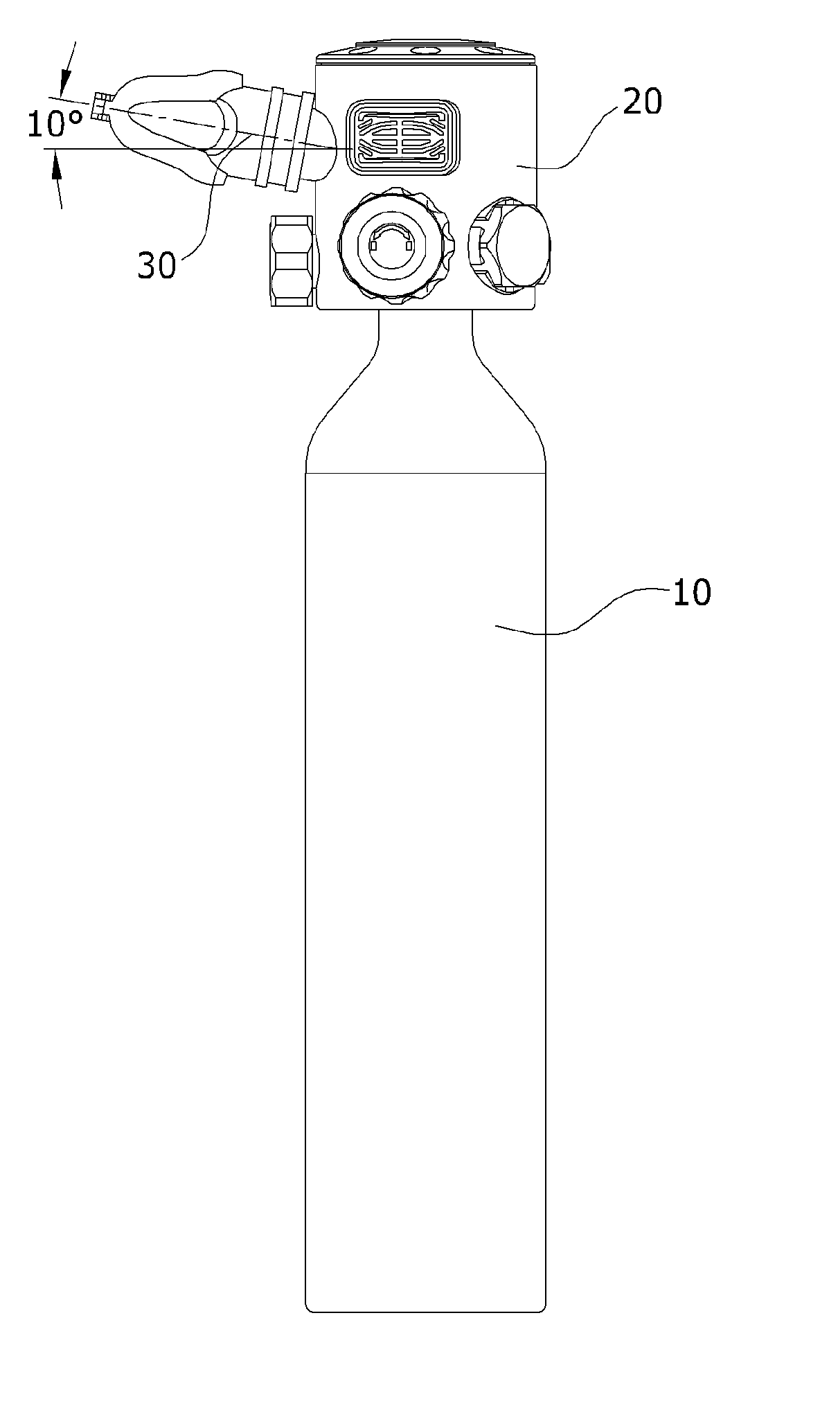 Breathing apparatus structure with two-stage reduced-pressure spare air bottle head