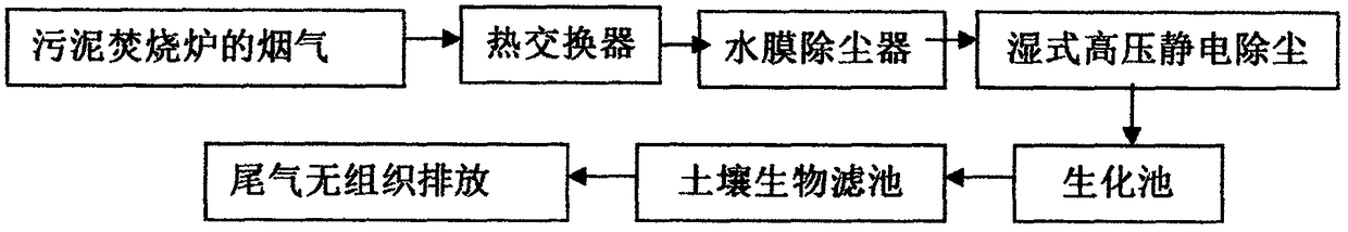 Sludge incineration flue gas treatment process