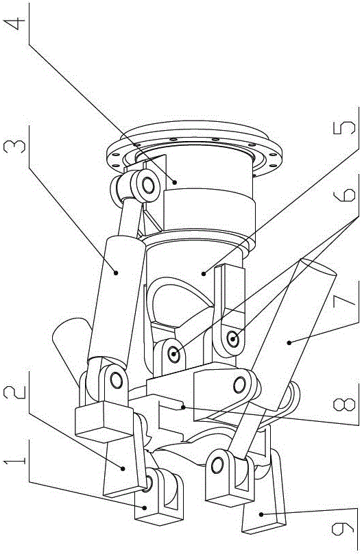 Three-degree-of-freedom articulated structure of articulated tracked vehicle