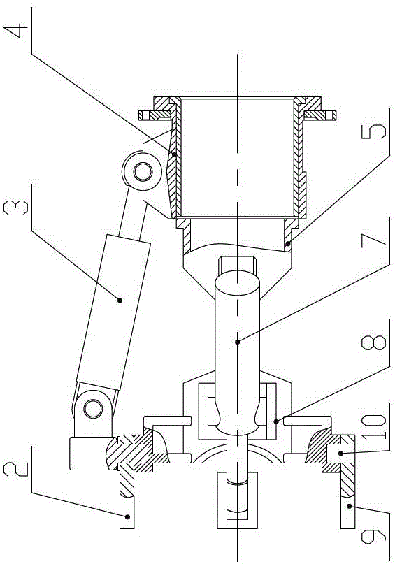 Three-degree-of-freedom articulated structure of articulated tracked vehicle