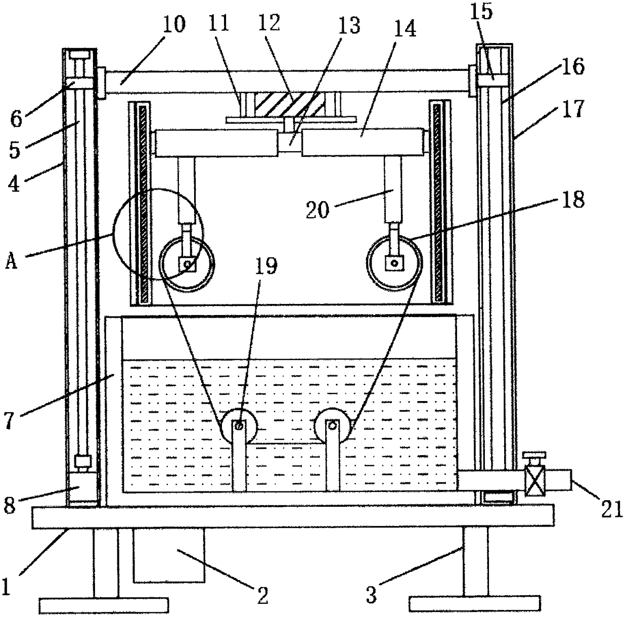 Electroless copper plating device with cleaning unit