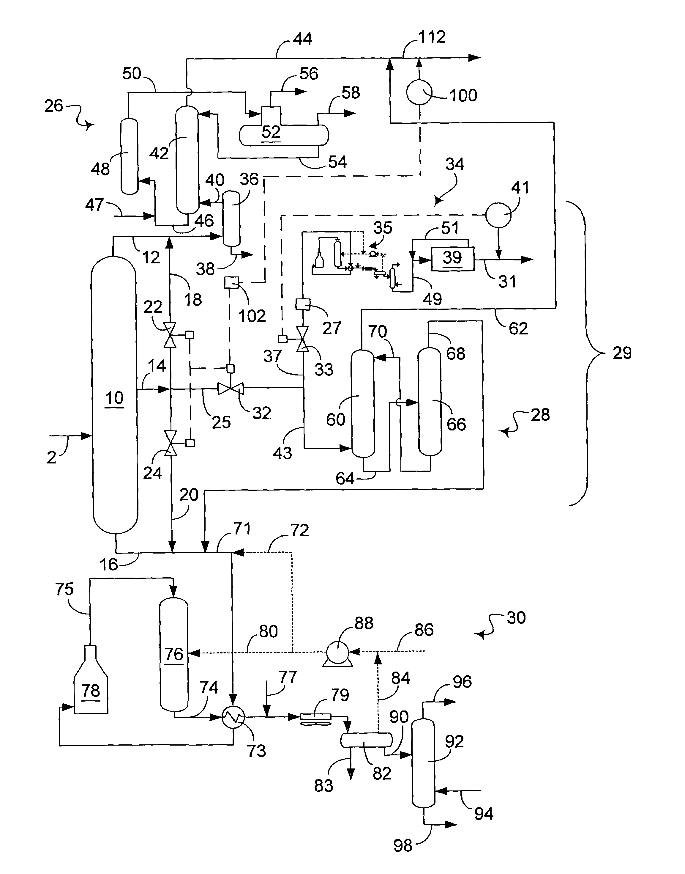 Process and apparatus for removing sulfur from hydrocarbons