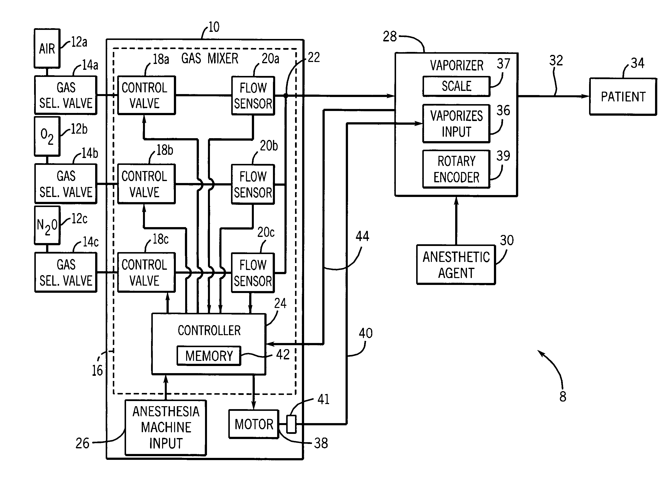 Anesthesia device with stand-alone vaporizer apparatus